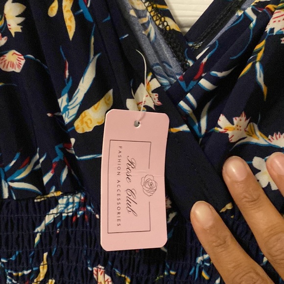 Navy floral high low dress S - Picture 2 of 3